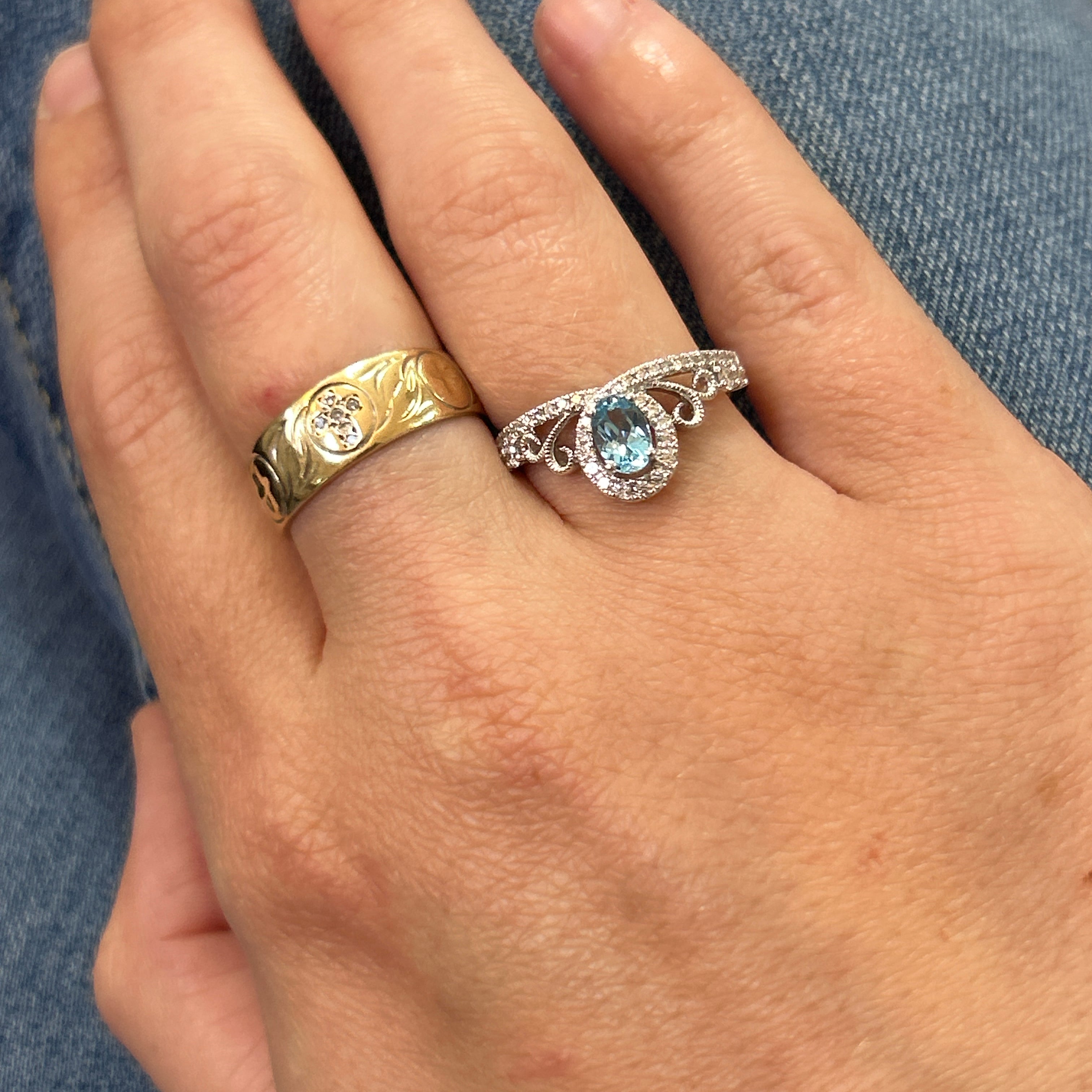 14K White Gold 0.59 Carat (1) Oval BT & 0.29 Carat Total Weight (39) Round Diamond Crown Ring