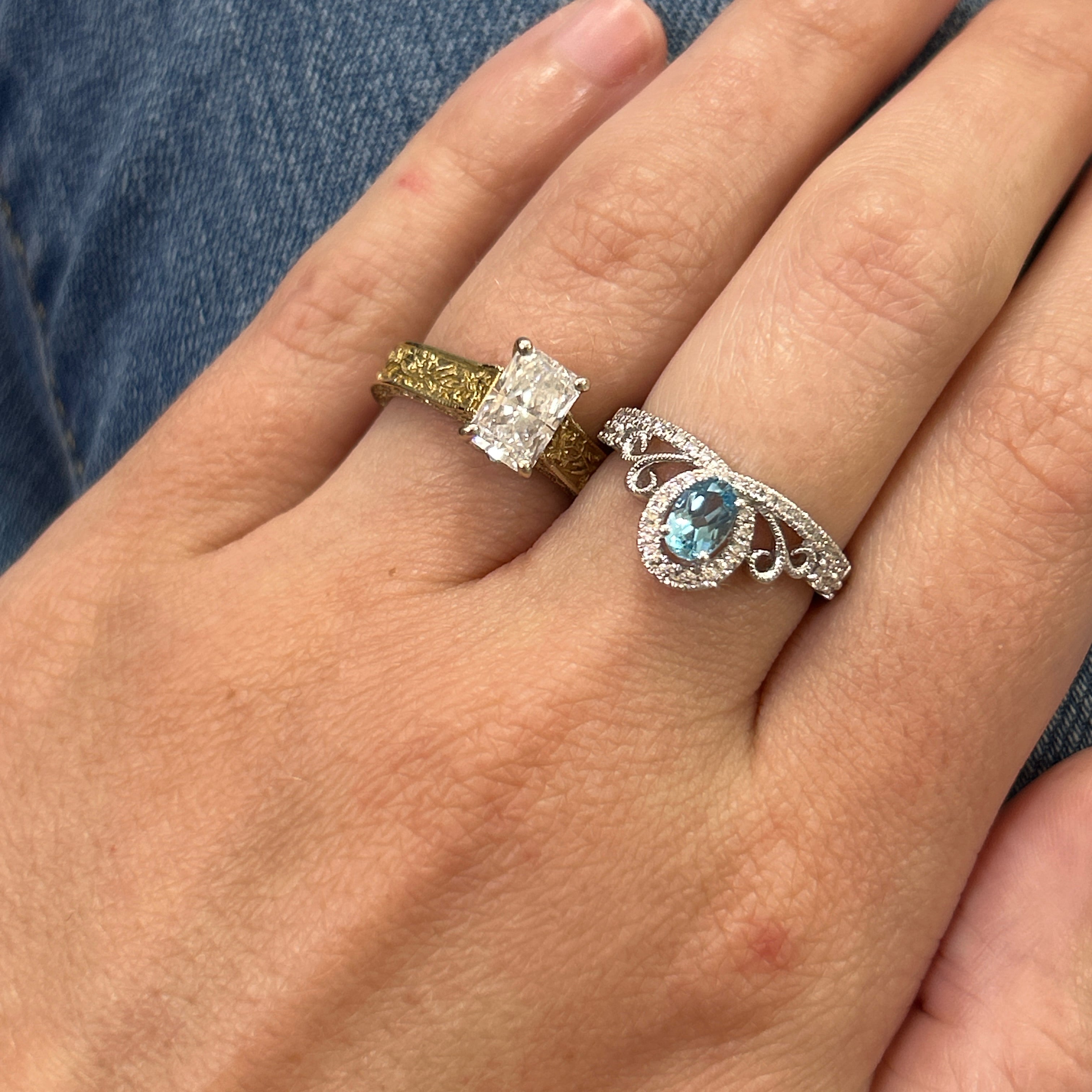 14K White Gold 0.59 Carat (1) Oval BT & 0.29 Carat Total Weight (39) Round Diamond Crown Ring