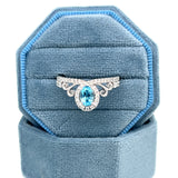 14K White Gold 0.59 Carat (1) Oval BT & 0.29 Carat Total Weight (39) Round Diamond Crown Ring