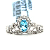 14K White Gold 0.59 Carat (1) Oval BT & 0.29 Carat Total Weight (39) Round Diamond Crown Ring