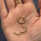 14K Yellow Gold Alternating Ruby & Diamond Hinged Hoop Earrings