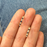 14K Yellow Gold Sapphire and Diamond Hoop Earrings