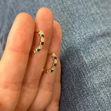 14K Yellow Gold Sapphire and Diamond Hoop Earrings