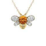 14K Yellow and White Gold 0.43CT (1) Round Citrine & 0.12 Carat Total Weight (16) Round Diamond Pendant