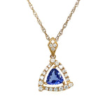 14K Yellow Gold 0.48CT (1) Trillion-Cut Tanzanite & 0.19 Carat Total Weight (22) Round Diamond Pendant