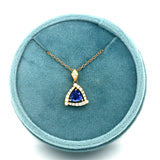 14K Yellow Gold 0.48CT (1) Trillion-Cut Tanzanite & 0.19 Carat Total Weight (22) Round Diamond Pendant