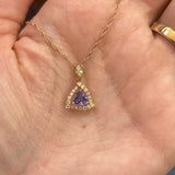 14K Yellow Gold 0.48CT (1) Trillion-Cut Tanzanite & 0.19 Carat Total Weight (22) Round Diamond Pendant