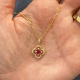 14K Yellow Gold 0.28CT (1) Round Ruby & 0.21 Carat Total Weight (38) ound Diamond Van Cleef-Style Pendant