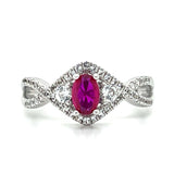 Sterling Silver Created Ruby and White Sapphire Ring