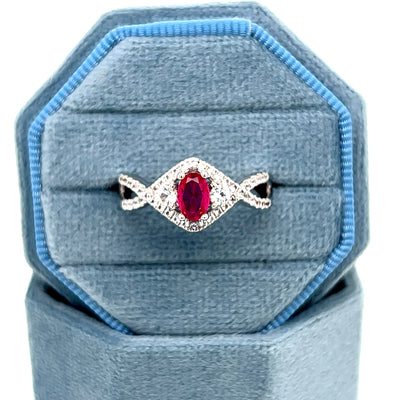 Sterling Silver Created Ruby and White Sapphire Ring