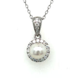 Sterling Silver Freshwater Pearl and Moissanite Pendant