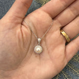 Sterling Silver Freshwater Pearl and Moissanite Pendant