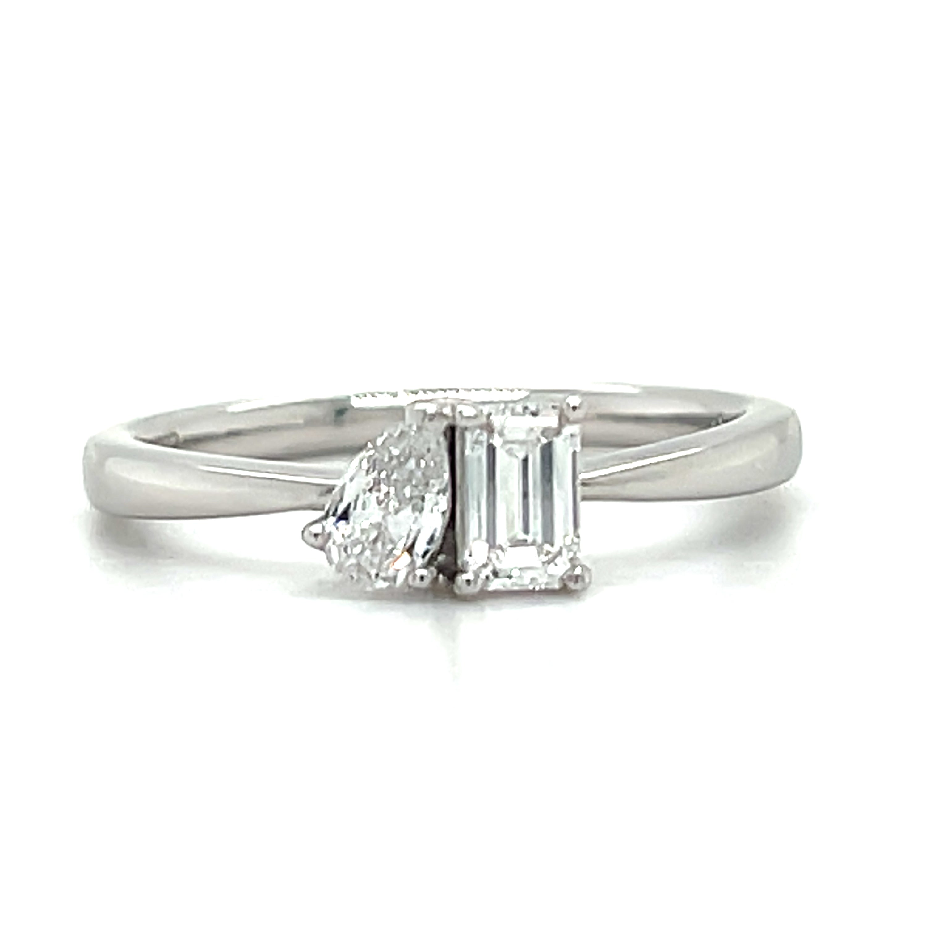 Sterling Silver 0.5 Carat Total Weight Lab Grown Diamond Toi et Moi Engagement Ring