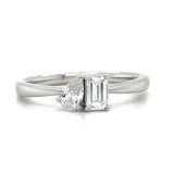 Sterling Silver 0.5 Carat Total Weight Lab Grown Diamond Toi et Moi Engagement Ring