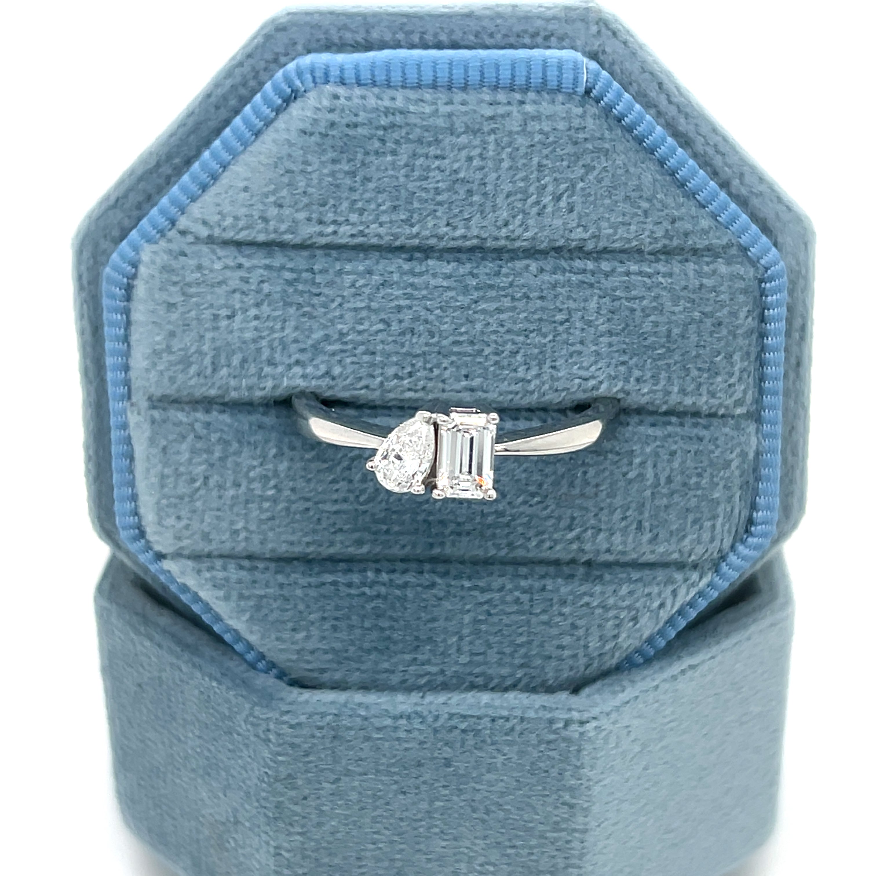 Sterling Silver 0.5 Carat Total Weight Lab Grown Diamond Toi et Moi Engagement Ring