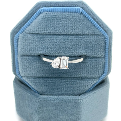 Sterling Silver 0.5 Carat Total Weight Lab Grown Diamond Toi et Moi Engagement Ring