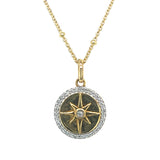 Sterling Silver Gold-Plated 0.1 Carat Total Weight Lab Grown Diamond Eight-Point Star Pendant on Beaded Station Chain