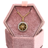 Sterling Silver Gold-Plated 0.1 Carat Total Weight Lab Grown Diamond Eight-Point Star Pendant on Beaded Station Chain