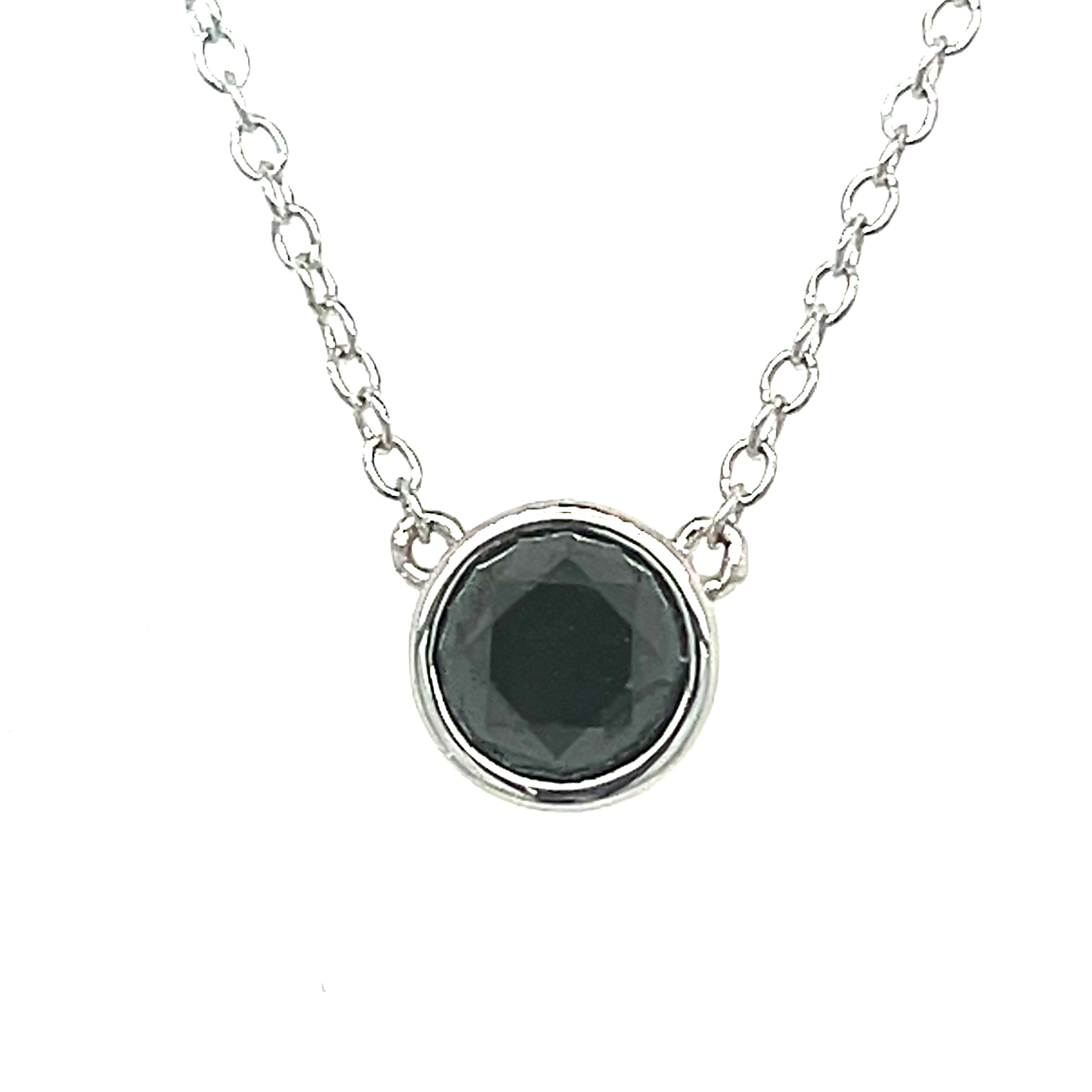 Sterling Silver 1CT Black Diamond Pendant