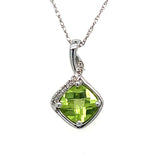 10K White Gold 0.9CT Peridot and 0.02 Carat Total Weight Diamond Pendant