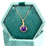 10K Yellow Gold 0.8CT Amethyst and 0.02 Carat Total Weight Diamond Pendant