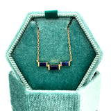 Sterling Silver Gold Plated Created Sapphire Up and Down Bar Pendant