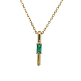 Sterling Silver Gold Plated Emerald Vertical Pendant