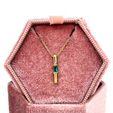 Sterling Silver Gold Plated Emerald Vertical Pendant