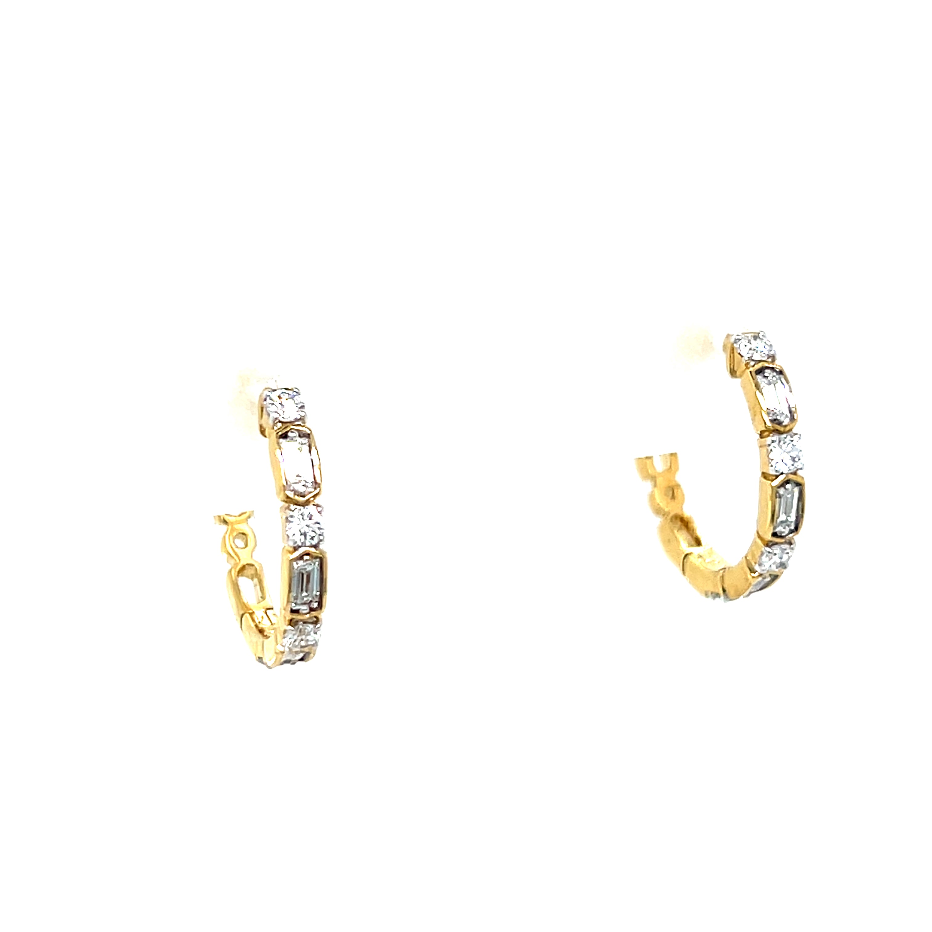Sterling Silver Gold Plated 0.28 Carat Total Weight Lab Grown Diamond Huggie Hoop Earrings