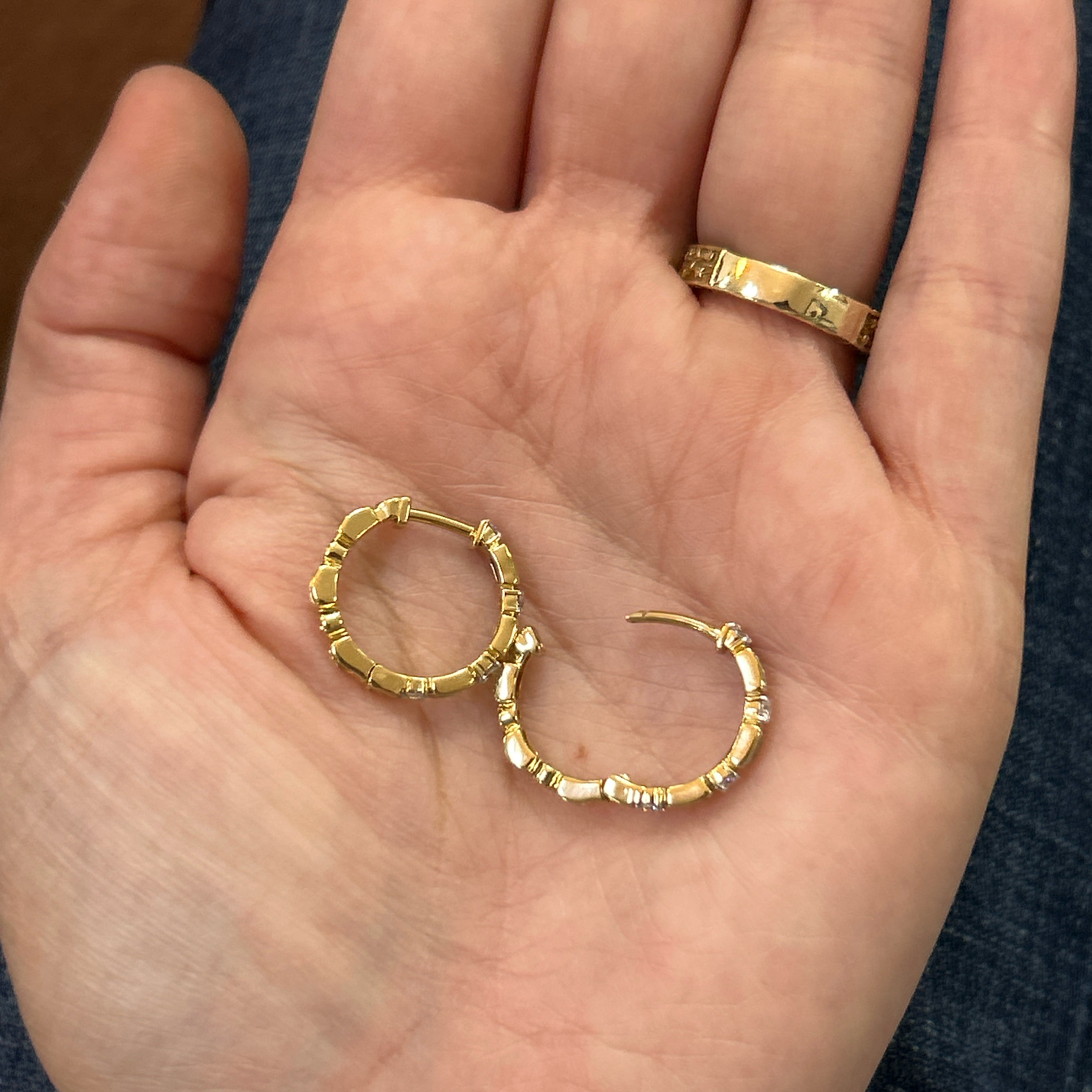 Sterling Silver Gold Plated 0.28 Carat Total Weight Lab Grown Diamond Huggie Hoop Earrings