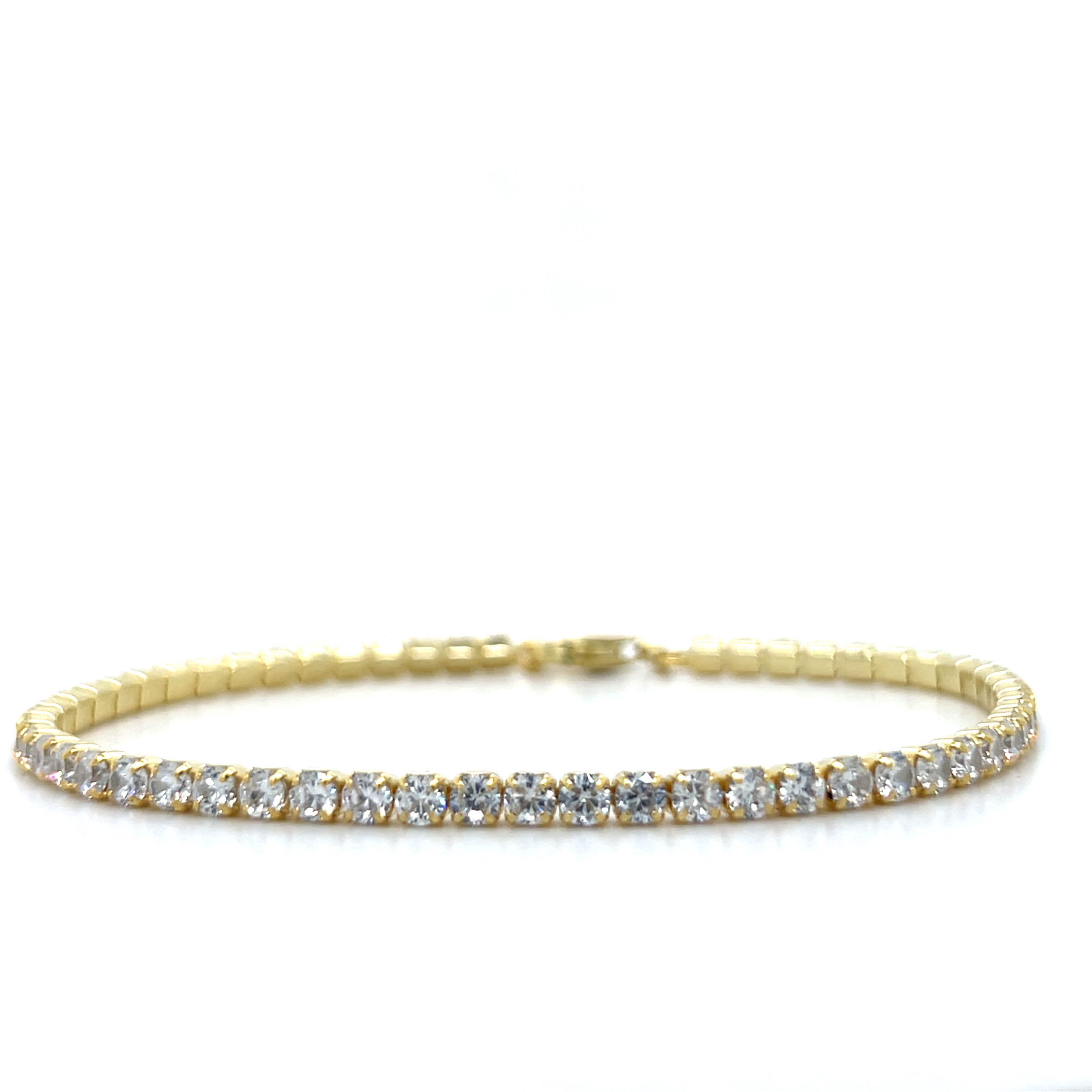 Sterling Silver Gold Plated Moissanite Tennis Bracelet 7"