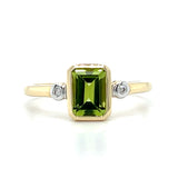 10K Yellow Gold 1.02CT Peridot and 0.02 Carat Total Weight Diamond Ring