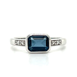 Sterling Silver 1.12CT London Blue Topaz and 0.015 Carat Total Weight Diamond Ring