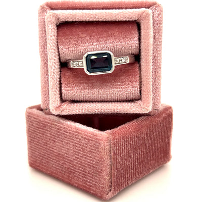 Sterling Silver 1.12CT London Blue Topaz and 0.015 Carat Total Weight Diamond Ring