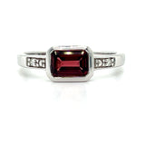 Sterling Silver 1.15CT Garnet and 0.015 Carat Total Weight Lab Grown Diamond Ring