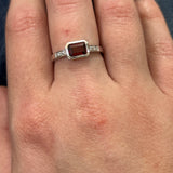 Sterling Silver 1.15CT Garnet and 0.015 Carat Total Weight Lab Grown Diamond Ring