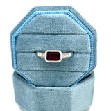 Sterling Silver 1.15CT Garnet and 0.015 Carat Total Weight Lab Grown Diamond Ring