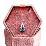 14K White Gold 0.90CT London Blue Topaz and 0.04 Carat Total Weight Diamond Pendant