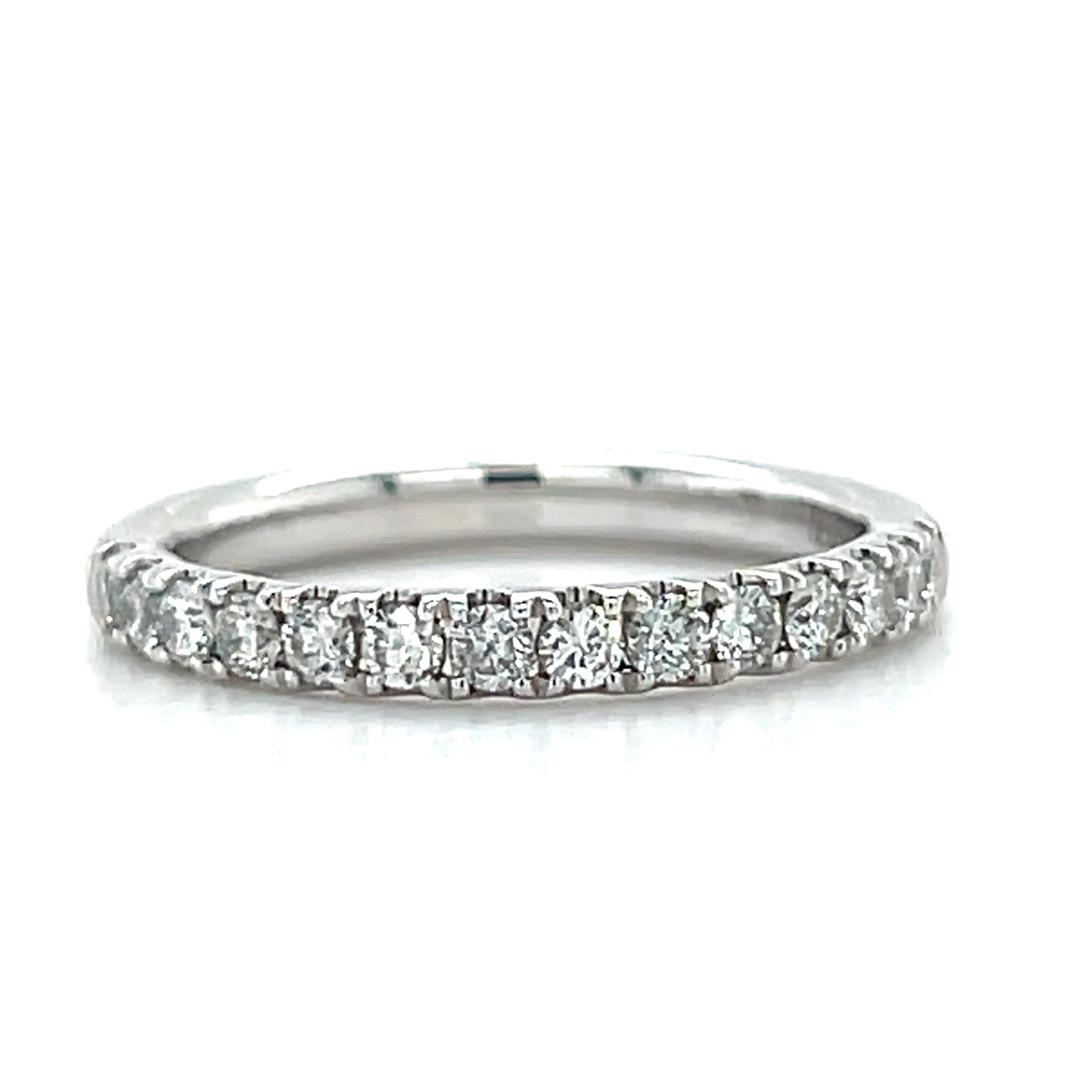 14K White Gold 0.5 Carat Total Weight Classic Diamond Band in U-Prong Setting