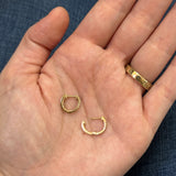 14K Yellow Gold 0.10 Carat Total Weight Round Diamond Huggies Hoop Earrings - 11x1.3mm