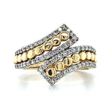 14K Yellow and White Gold 1/2 Carat Diamond Total Weight Beaded Bypass Fashion Ring