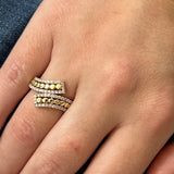 14K Yellow and White Gold 1/2 Carat Diamond Total Weight Beaded Bypass Fashion Ring