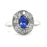 14K White Gold Tanzanite and Diamond Ballerina Style Ring