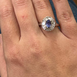 14K White Gold Tanzanite and Diamond Ballerina Style Ring