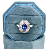 14K White Gold Tanzanite and Diamond Ballerina Style Ring