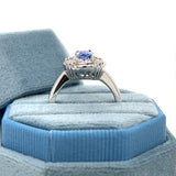 14K White Gold Tanzanite and Diamond Ballerina Style Ring