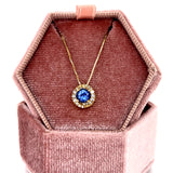 14K Yellow Gold Round Tanzanite Pendant with Diamond Accents