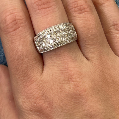 14K White Gold Princess Cut and Round Diamond Anniversary or Fashion Ring