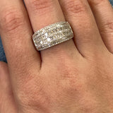 14K White Gold Princess Cut and Round Diamond Anniversary or Fashion Ring