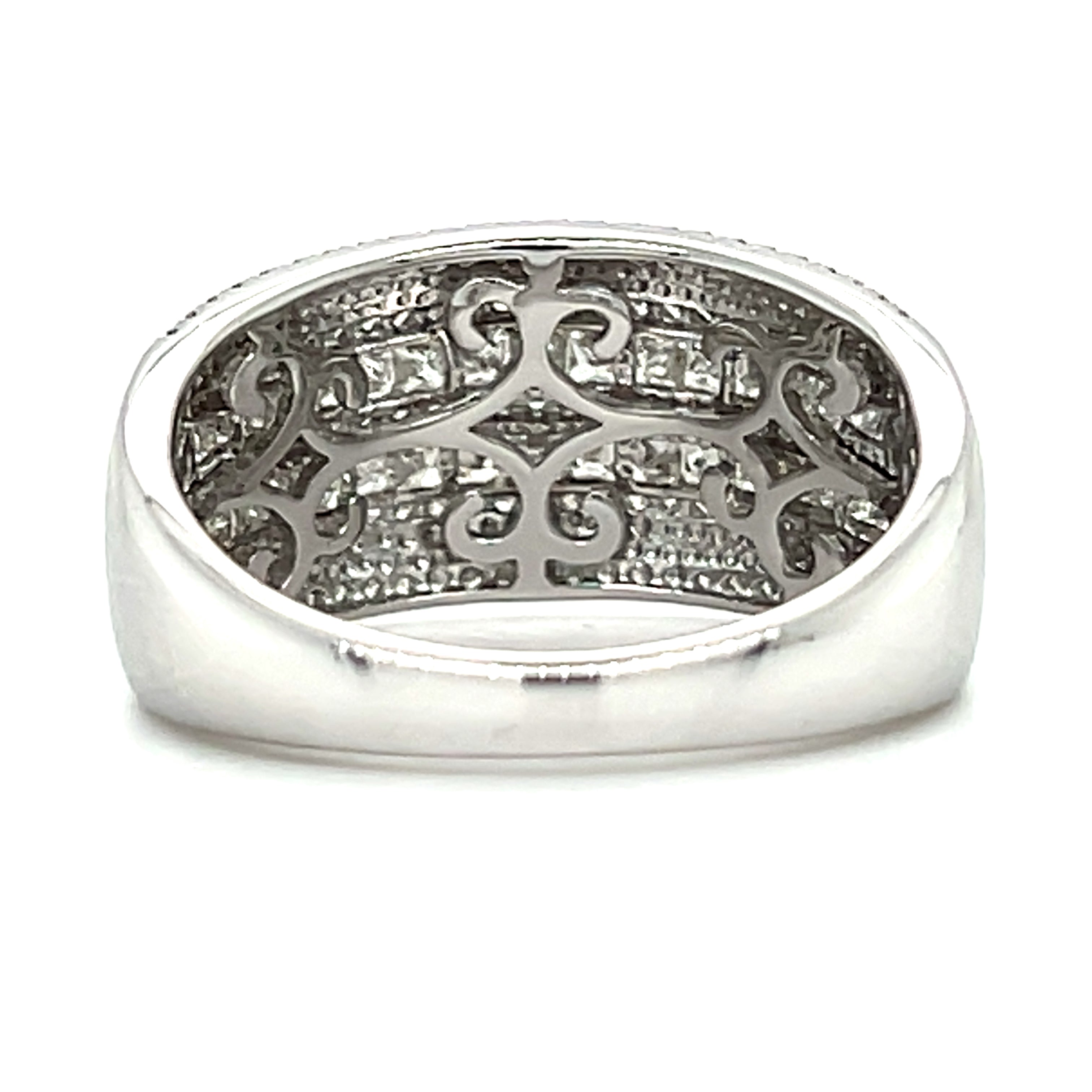 14K White Gold Princess Cut and Round Diamond Anniversary or Fashion Ring